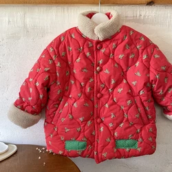 2021 New fashion Girl Cotton Jacket Thick Warm Kids christmas red outwear Winter Clothes Children Jacket for kids Boys Coat