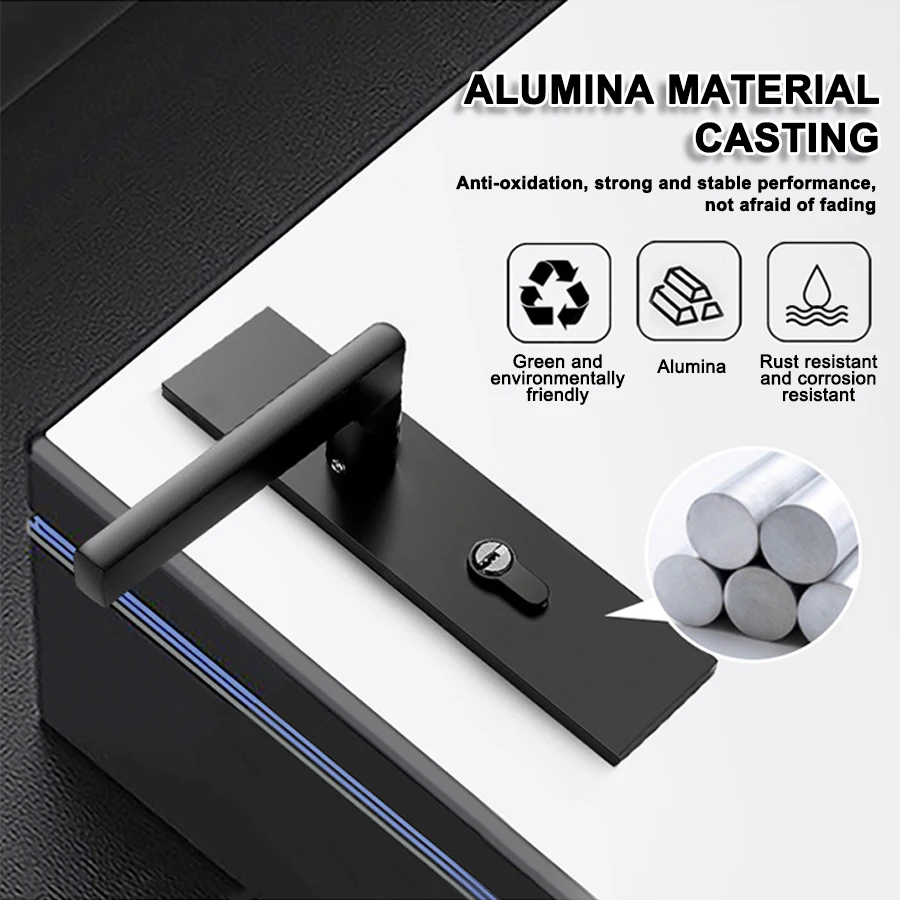 Factory Black White Plate Lock Handle Front Aluminum Alloy Door Handle For House Construction