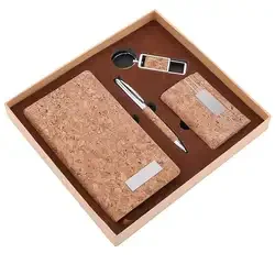 Eco Friendly Cork Notebook Set Custom Company Corporate Promotional Gift items Set Business Stationary Set