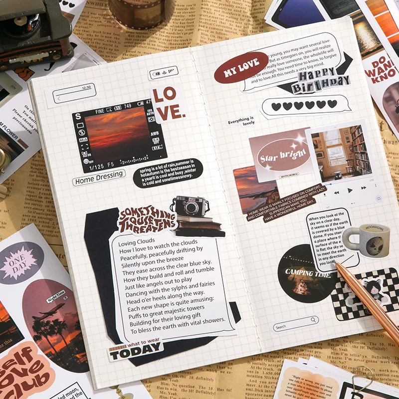 Simno Vintage Scrapbook Stickers 30 Sheets  Sticker Clipping Collage Book for Junk Journaling DIY Craft