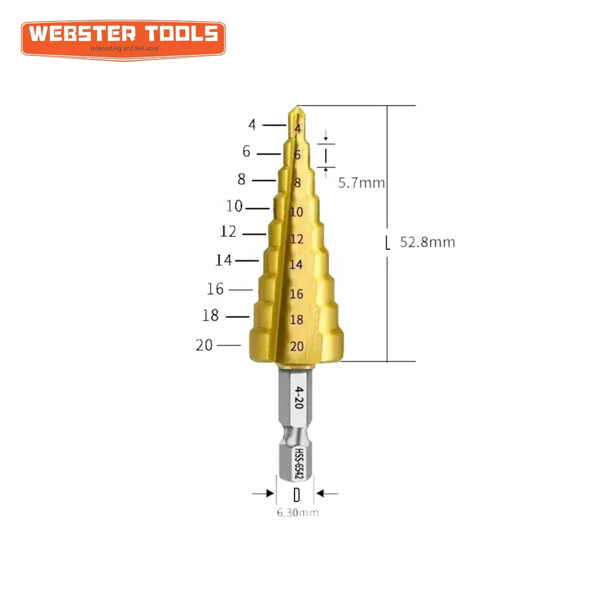 HSS-E multi-purpose M2 stepped drill set 118 degree straight flute hex shank metric step drill bit for steel