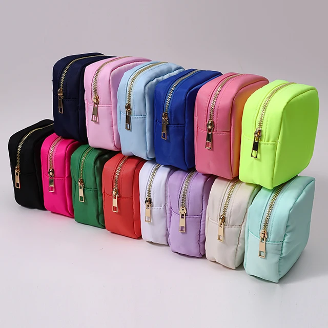 RTS Stock Nylon Waterproof Personalized Glitter Letter Patches Custom Women Girl Wedding Birthday Gift Makeup Cosmetic Pouch Bag