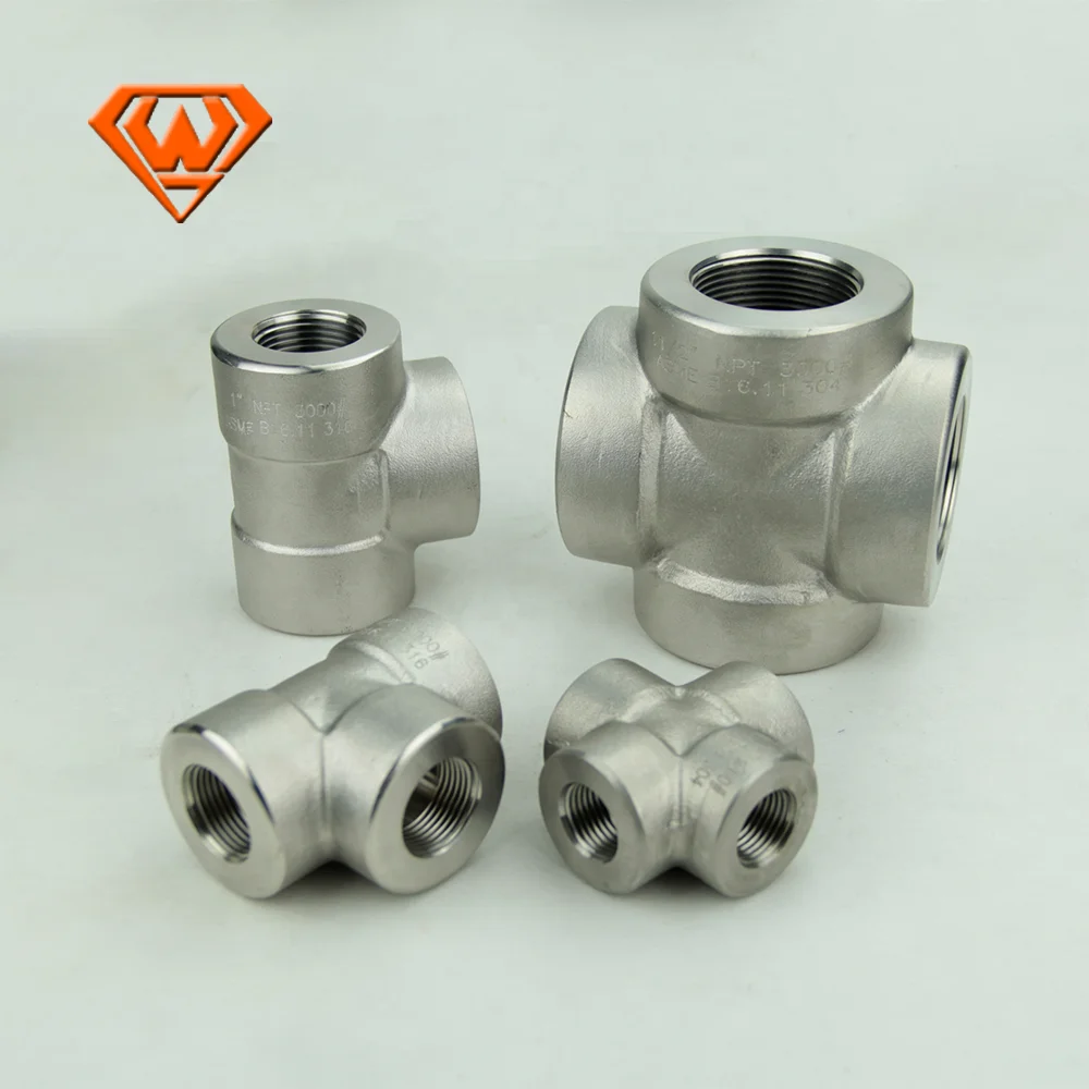 Equal Tee Thread Asme B16.11 SS304 316 1/2Inch Stainless Steel High Pressure Fittings
