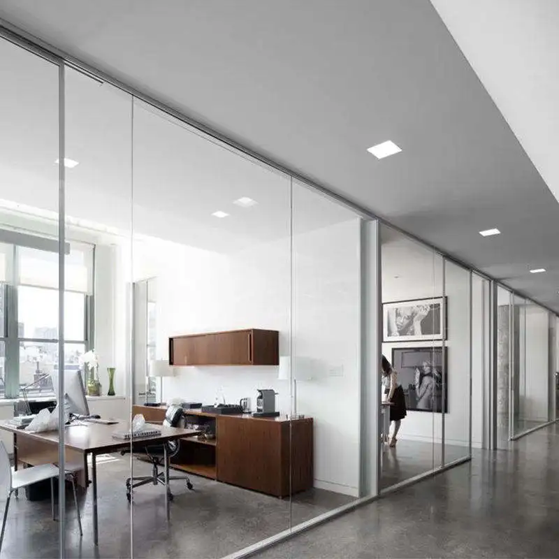 Custom Color Modular  furniture   partition high quality glazing clear office glass partition wall