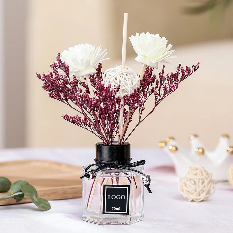 50ml Luxury Home Decor Aroma Essential Oil Perfume Natural Dried Flower Reed Diffuser