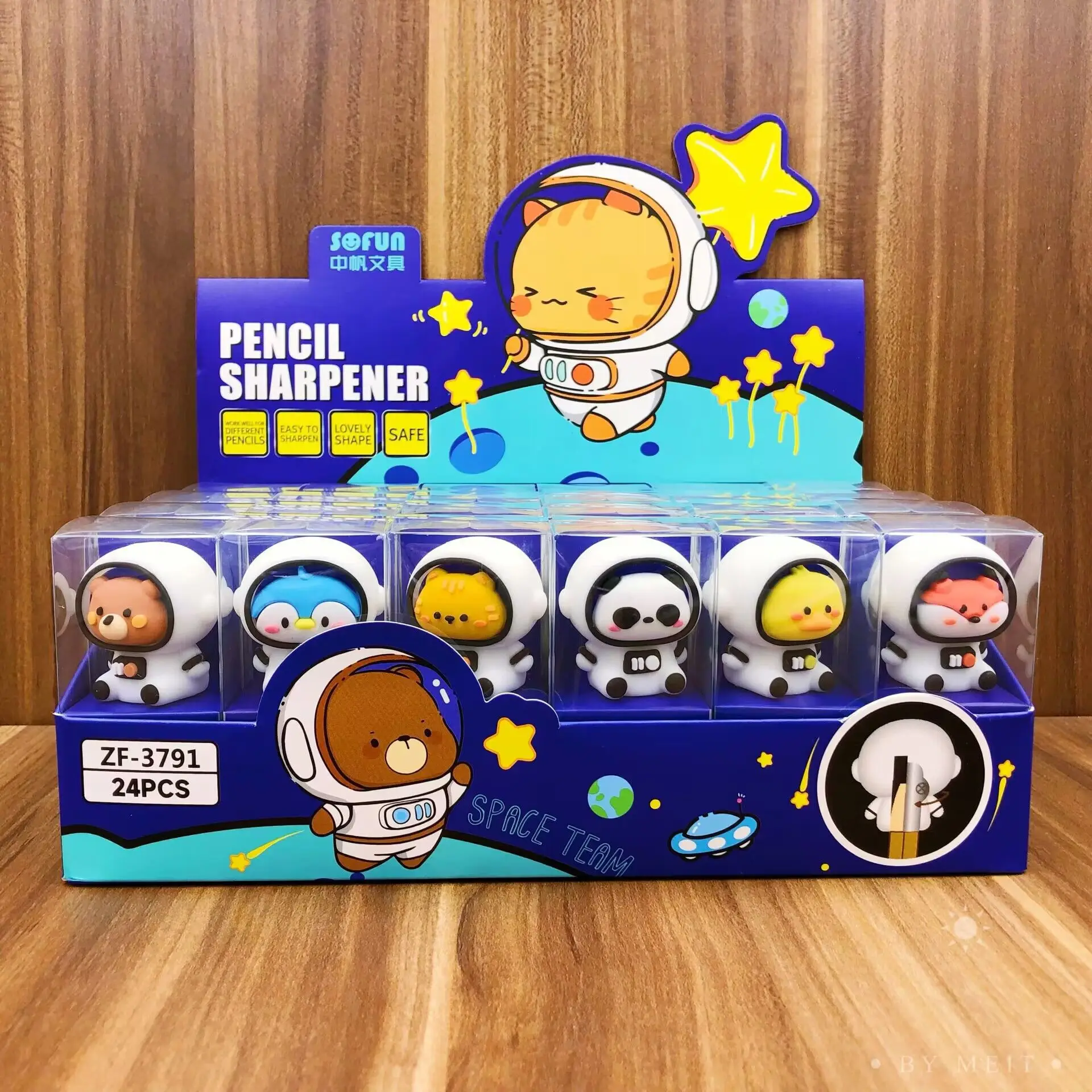 Cute pencil sharpener 24 pcs/box cartoon student stationery portable mini pencil sharpener