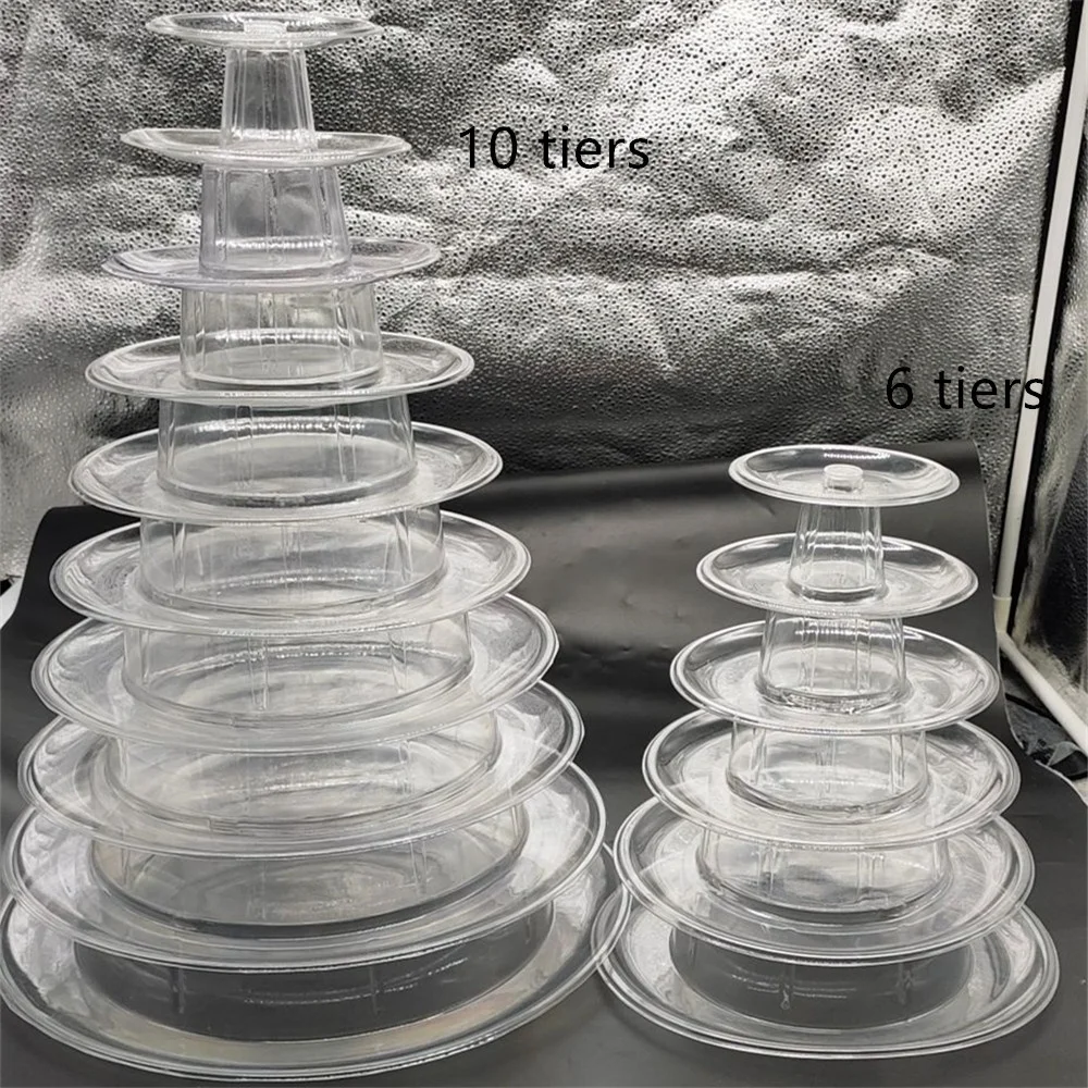 AK 4 6 10 Tier Round Plastic Macaron Tower Display Stand for Party and Celebration Dessert Pastry