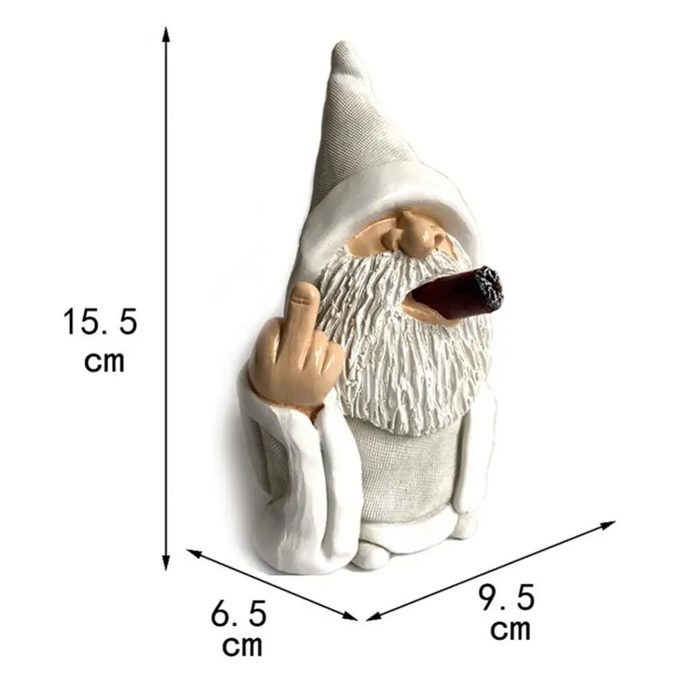 Resin Crafts Gnome Statue White Beard  Smoking Old Man Garden for Outdoor Decorations