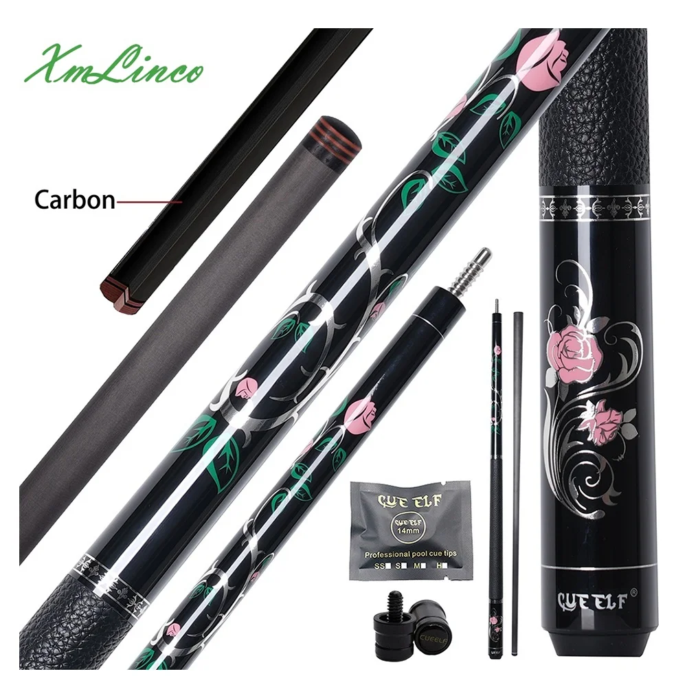 Xmlinco Billiard Pool Cue 1/2 Split Cue Carbon Fiber Shaft12.5mmTip Size High Technology High Grade Sticker 58 Inches