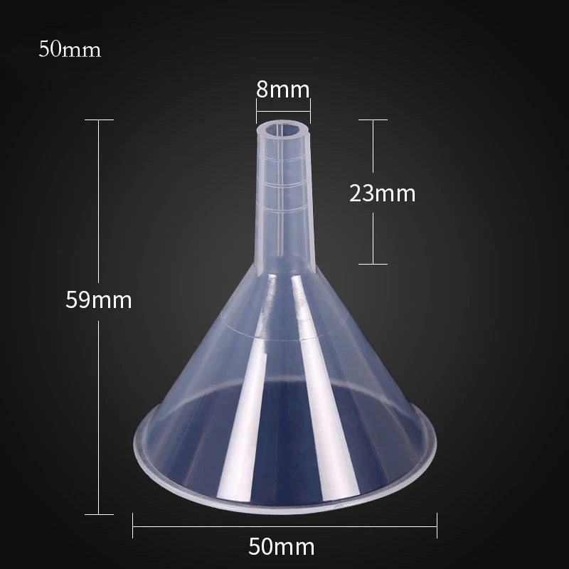 Wholesale 3cm-15cm plastic transparent triangle funnel separatory funnel oil funnel
