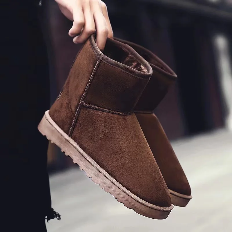 5848 Custom Real Sheep Fur Leather Button Ladies Tan Women Winter Sheepskin Snow Boots