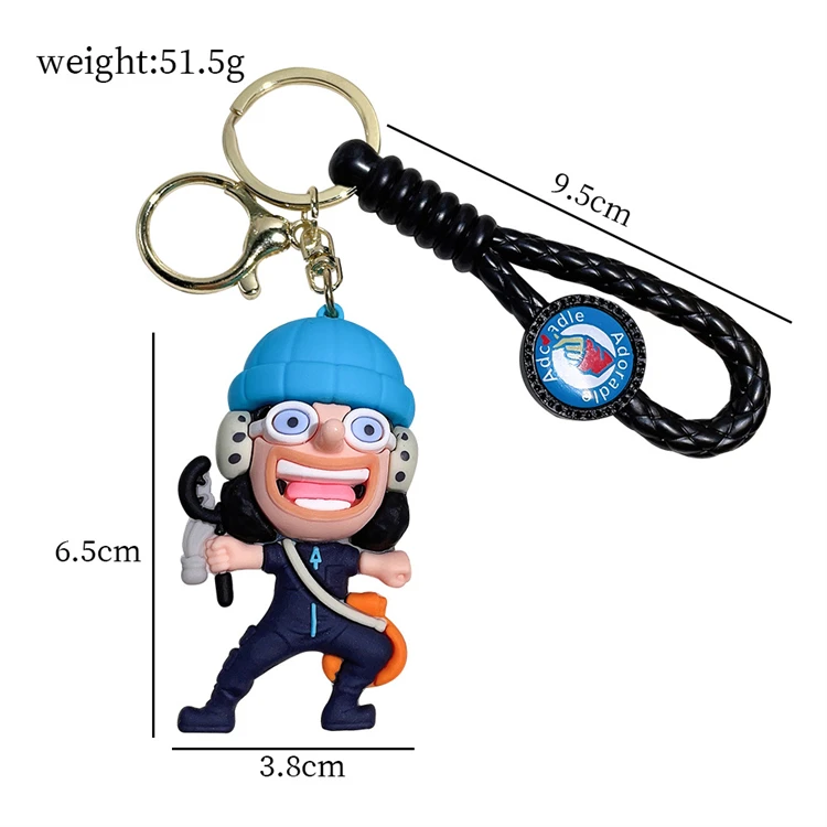 Wholesale 3d Japan Anime one Character piece Keychain Rubber Cartoon Pendant gift Luffy Key chains Pvc Keychains