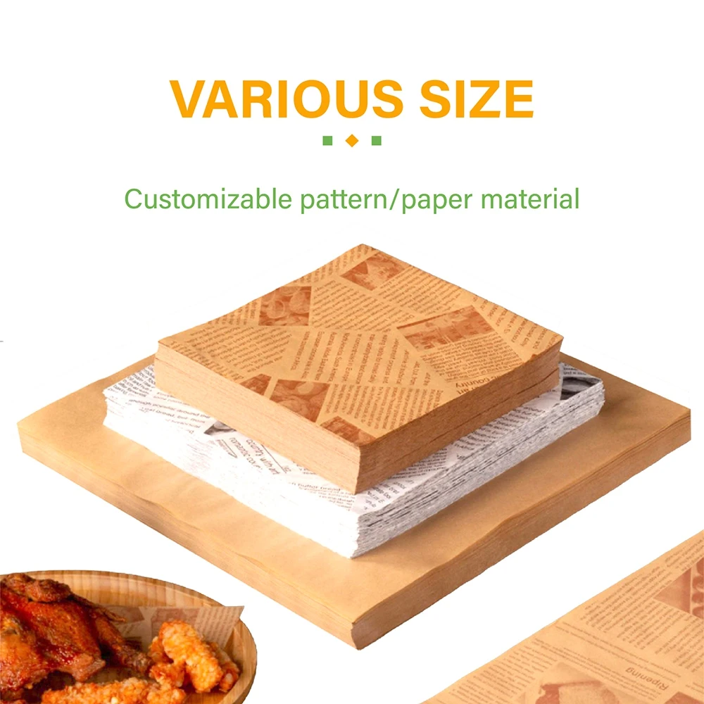 ZJPACK Grease Oil Proof Biodegradable Food Grade Wax Paper Butter Wrapping Burger Wax Paper