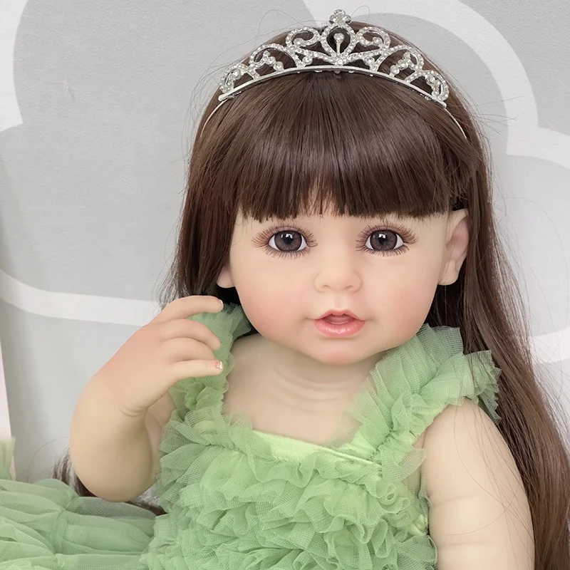 55CM full body soft silicone vinyl reborn stand toddler girl doll sweet princess lifelike baby dolls christmas gift