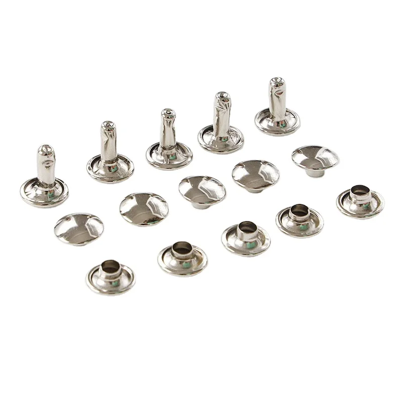 Silver Stainless Steel Leather Double Cap Rivet Nickel Round Rivets Studs Nailhead Rock Biker