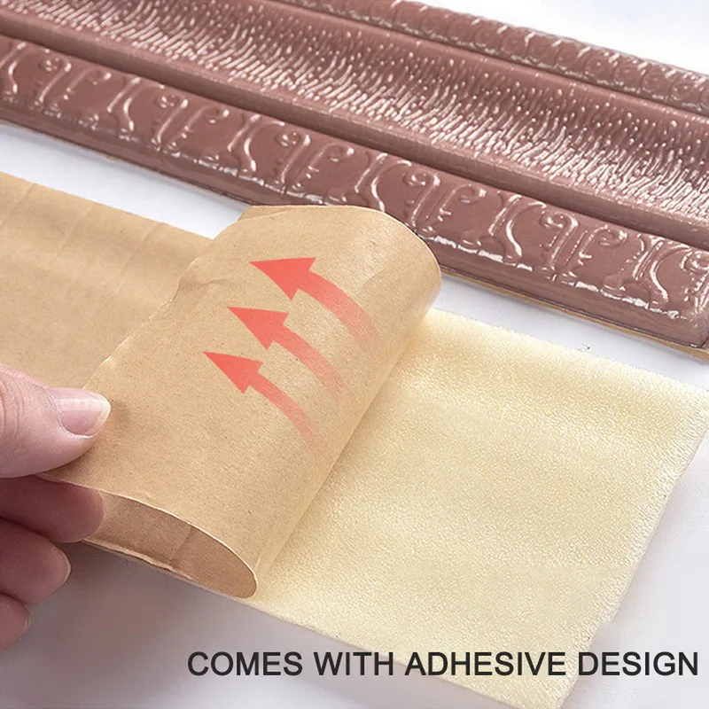 Peel and Stick Wall Border Self-adhesive Three-dimensional Wall Edging Strip Border Waterproof PE Foam Wall Lines Molding Trim