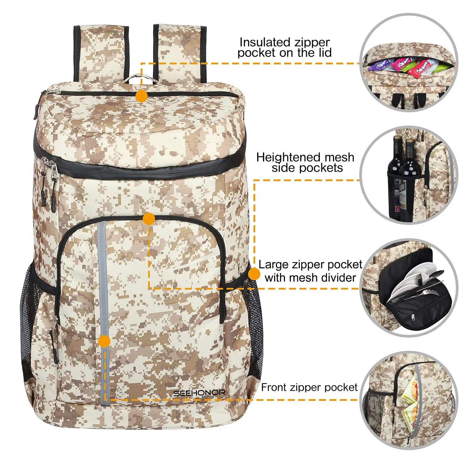 Insulated Cooler Food Delivery Backpack Leakproof Light Lunch Box Picnic Backpack With Cooler Compartment For Men Women
