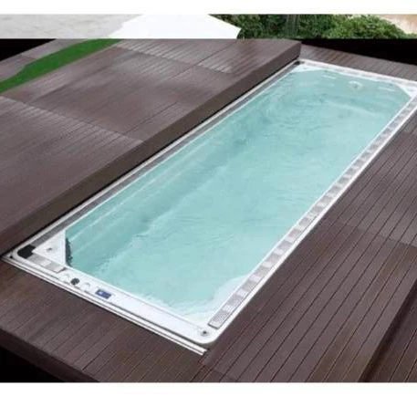 Automatic deck pool cover with 24V 316L stainless steel underwater IP68 pool cover motor.