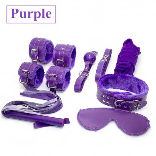 4 colours Erotic Toys 7pcs Sex Bondage Kit Slave Game bdsm Fetish Plush Bondage Set
