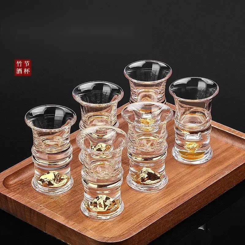 Бамбуковая чашка в китайском стиле Набор очков с золотым принтом baijiu