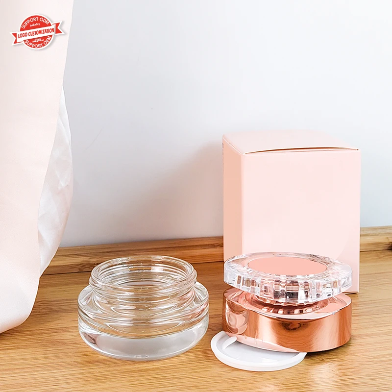 Luxury Skincare Body Cream Container Packaging Round 20ml 30ml 50ml UV Paint Shiny Gold Glass Cosmetic Jar with Metal Lid