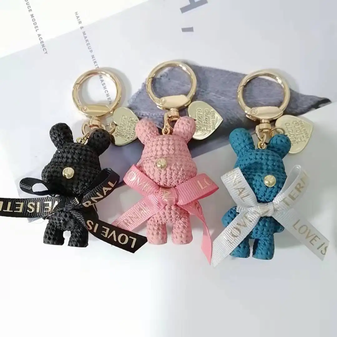 Wholesale Bear Keyring 3D Mini Cartoon Keychain Bag Car 3D Keychain for Lady (KC311C)