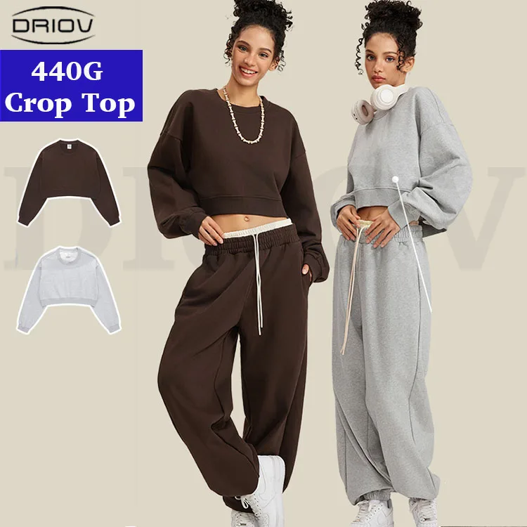 High quality cotton new jogger jumper gym custom workout women crop top oversize hoodie women sweatshirt crop tops for women