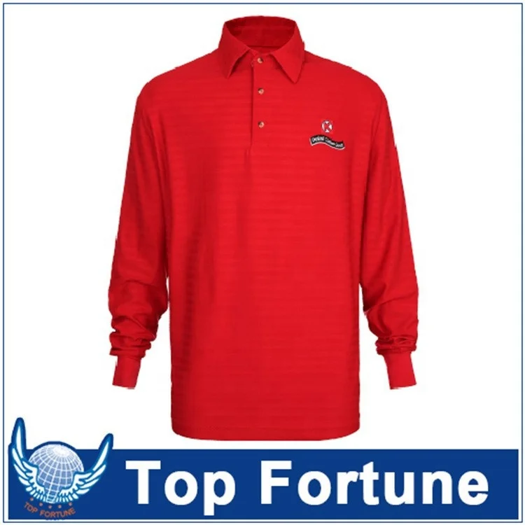 professional high quality long sleeve polyester men polo shirt
