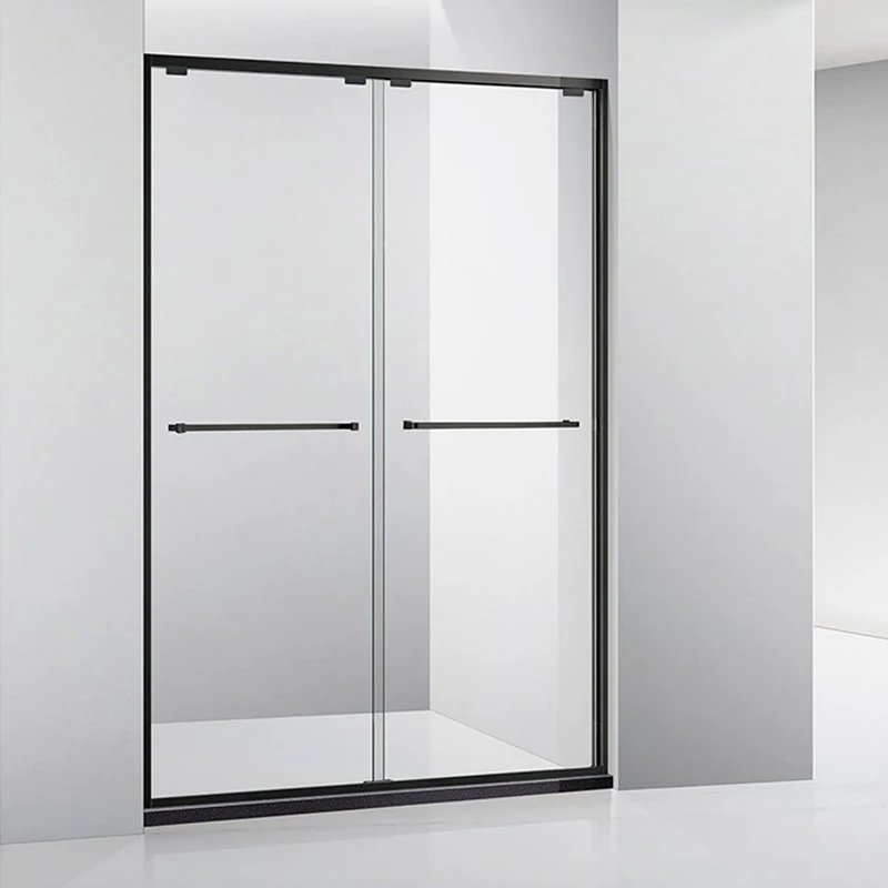Custom Size Hotel Bathroom Shower Enclosure Sliding Double Door Pivot Hinge Triple Frame Black Shower Glass Door