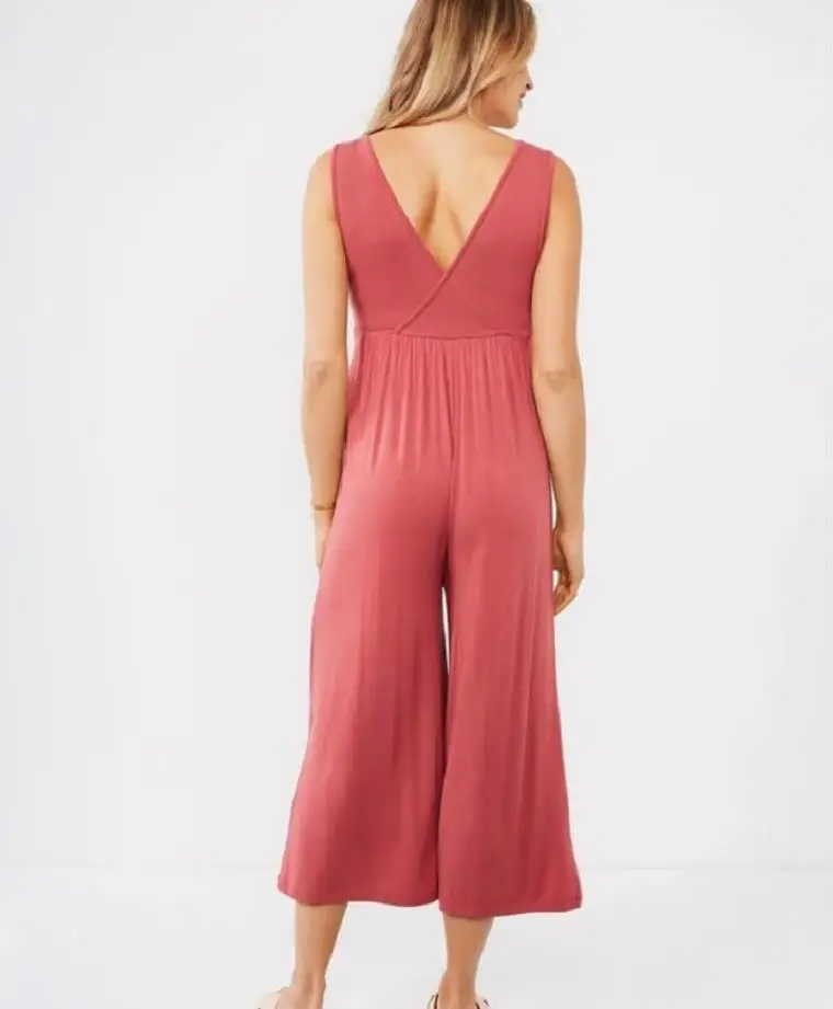 
2020 Hot Sale In Summer Pregnant Women Clothing Fashion Casual Solid Color U Neck Sleeveless Capri Pants Wide Leg Women Jumpsuit 