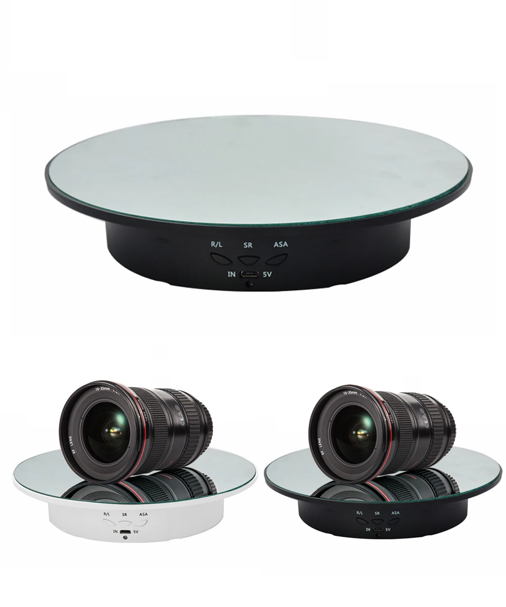 Hot selling 20CM rotating table Adjustable Mirror Surface battery Rotary Display Stand Rotating Speed Turntable Jewelry Holder