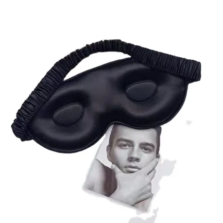 J062 new model 100% real silk eye mask,3D silk  sleeping eye patch ,black eye patch for men and women