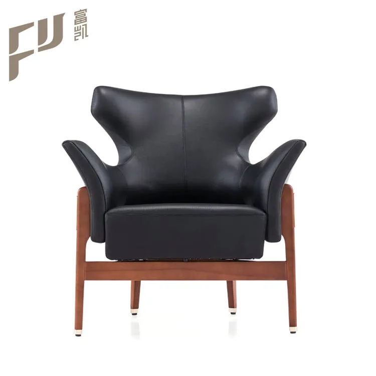 
hotel room leather leisure sofa wooden frame for project 