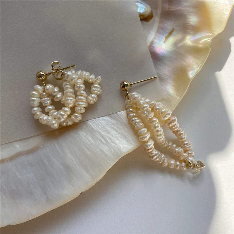 Allergy Free Earrings Baroque Natural Freshwater Pearl Multilayer Earrings French Court Elegant Earrings