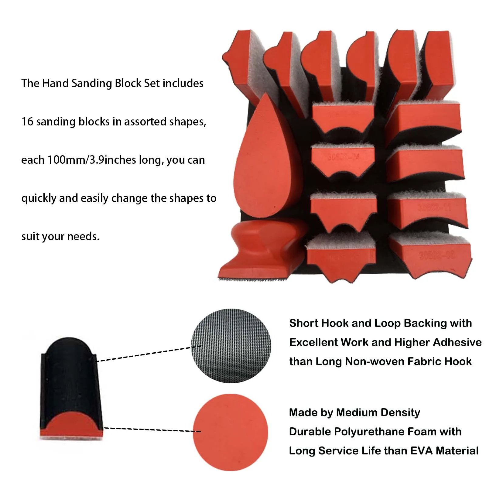 16pcs High Hardness Ceramic Foam Hand Grinding Sanding Blocks Set Cylindrical Sponge Sand Block Kit OEM Customizable Polishing