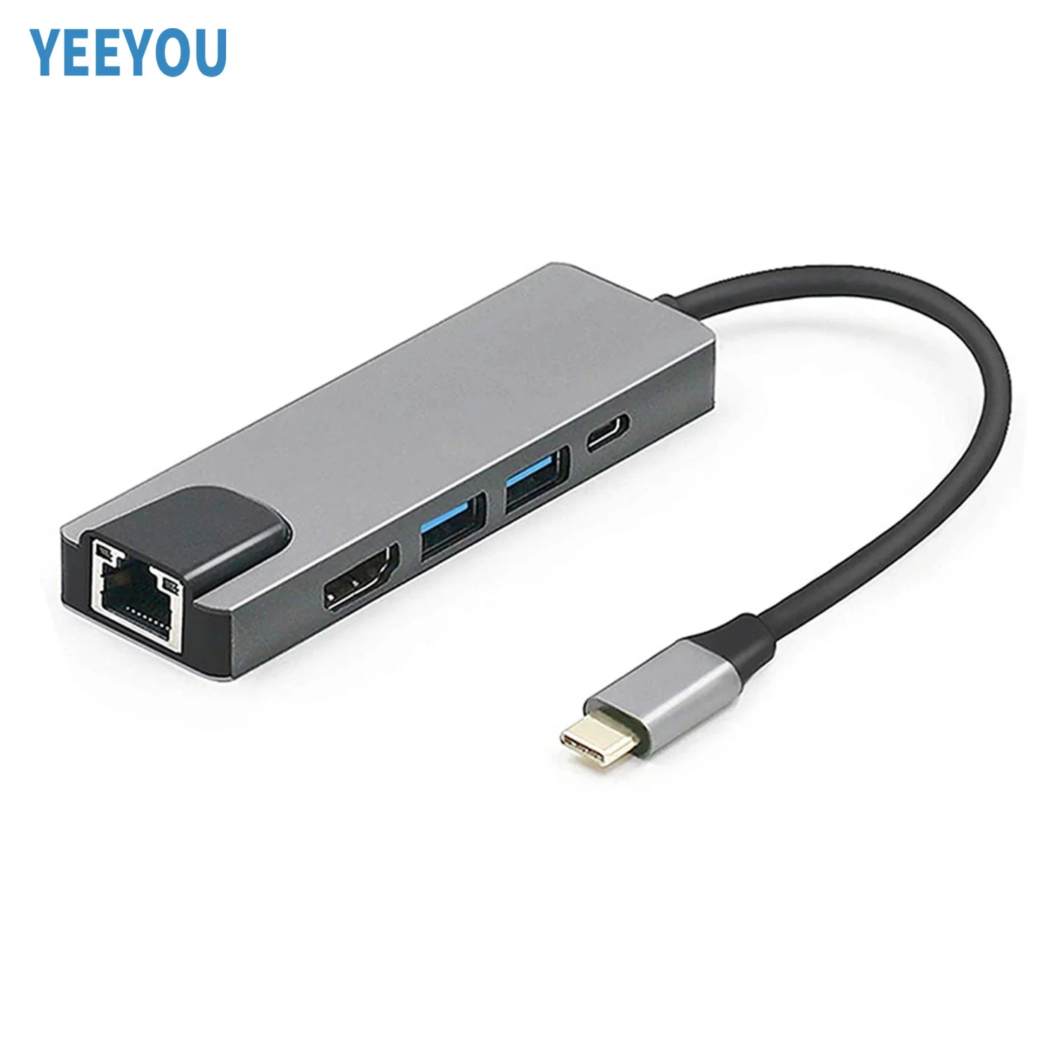 5 in 1 Type C Hub Adapter USB C To HDM I /HDTV/ RJ45 Ethernet network card Laptop Docking Station