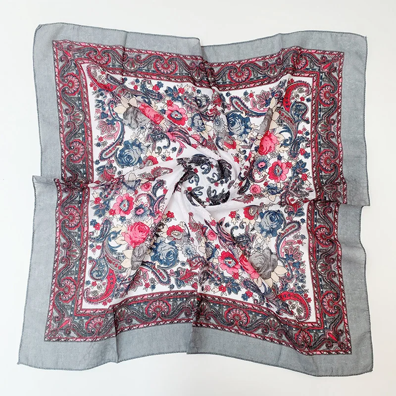 Woge Chinese premium manufacture unique muffler headwrap other scarves shawls lady print flower cotton square head scarf