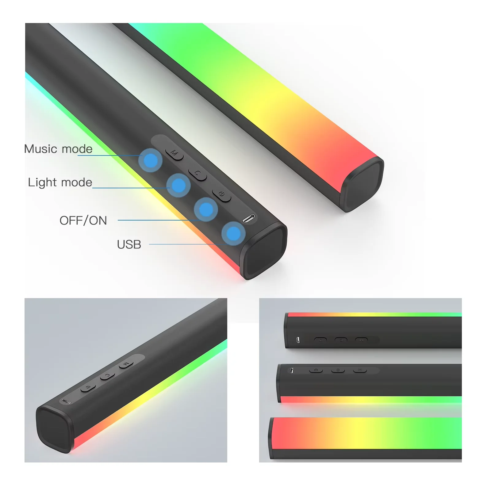 Modern Style Multicolor Smart Lighting Bars LED Light Source WiFi Switch Bedroom Gaming Table Music Rhythm Plastic Wood App