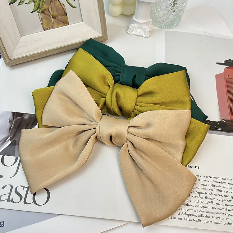 Hair Bows for Women Bow Hair Clips Silky Satin Hair Bows for Girls Neutral Colors  Ribbon Clips for Women