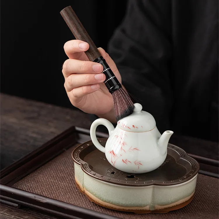 Black Wood Tea Accessories Pottery Six Gentlemen Tea Ceremony Set