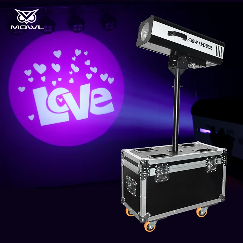 MOWL Stage Wedding Show 330W 350W High Power LED Follow Spot Light with Flight Case
