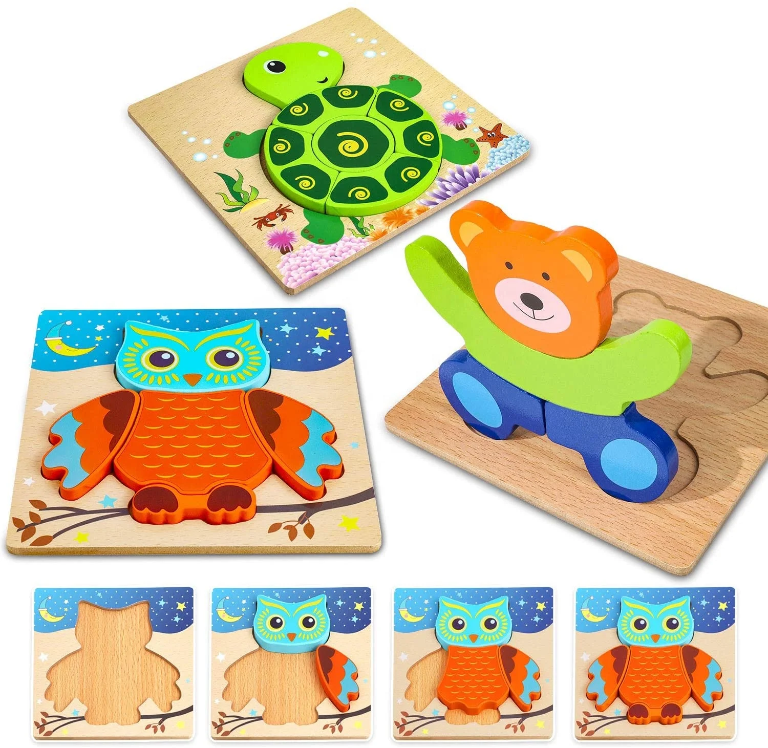 Wooden Toddler Jigsaw Puzzles for Kids Baby Brain Development