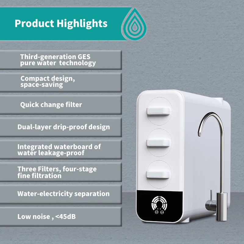 4-Stage Elements LED Light TDS Reduction Display RO Water Filter Dispenser Electric Powered Purifier for Household Hotel Use