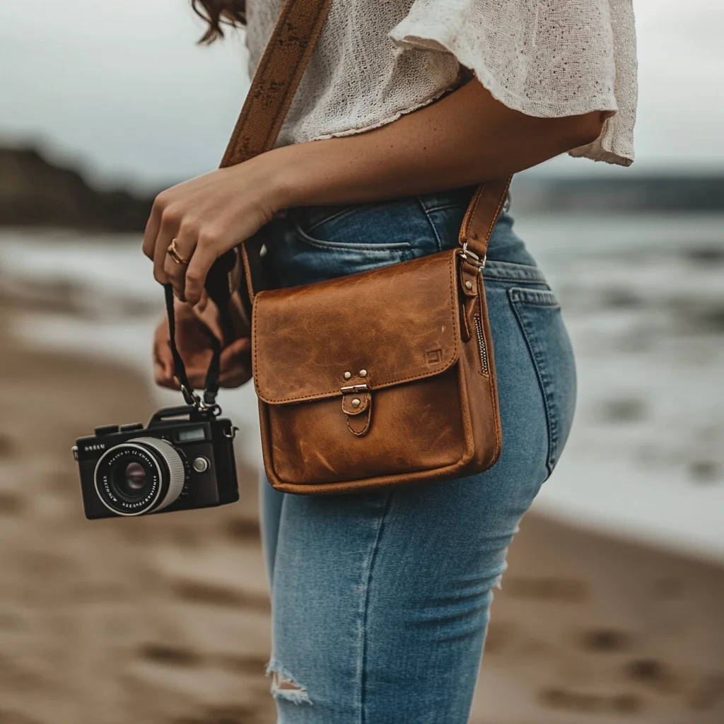 OEM Custom Full grain Leather Camera Equipment Bag Stylish Shoulder Photography Bag Travel Crossbody Dslr Bag