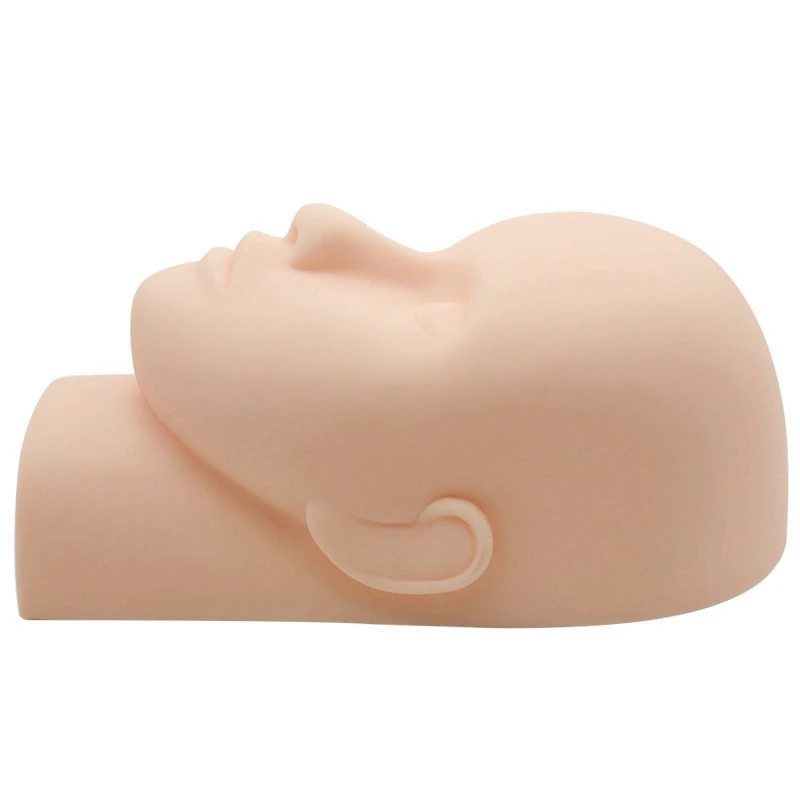 Silicone Lying Fake Head Model Base Mannequin Practice Tool Massage Eyelash Extension Training Face Tattoo Pmu