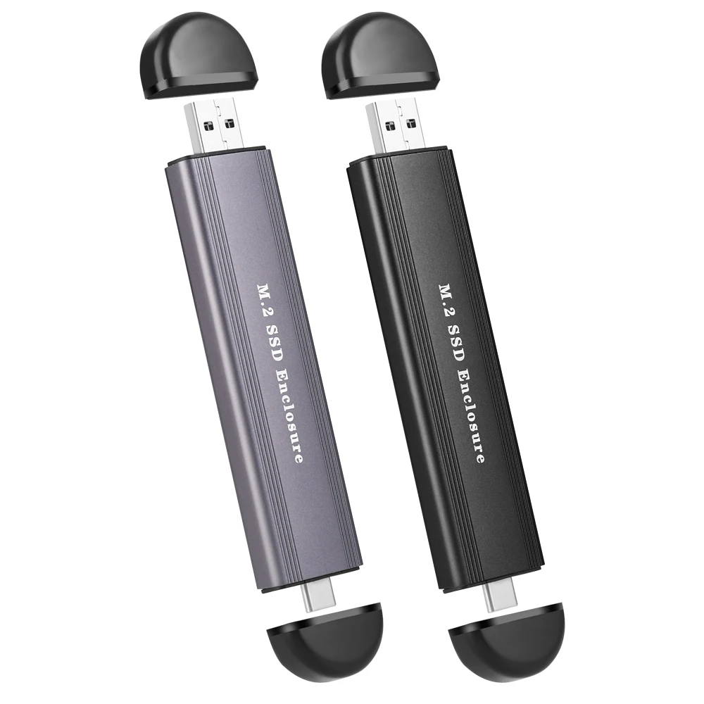 Portable Mini USB A Hard Drive Enclosure Type C 2 in 1 M.2 SSD to USB3.1 External Enclosure Case