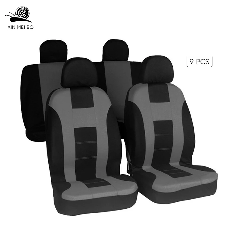 XMB 9 Pcs Custom Car Seat Accessories Universal Fit Full Set Polyester Protectors Car Seat Cover