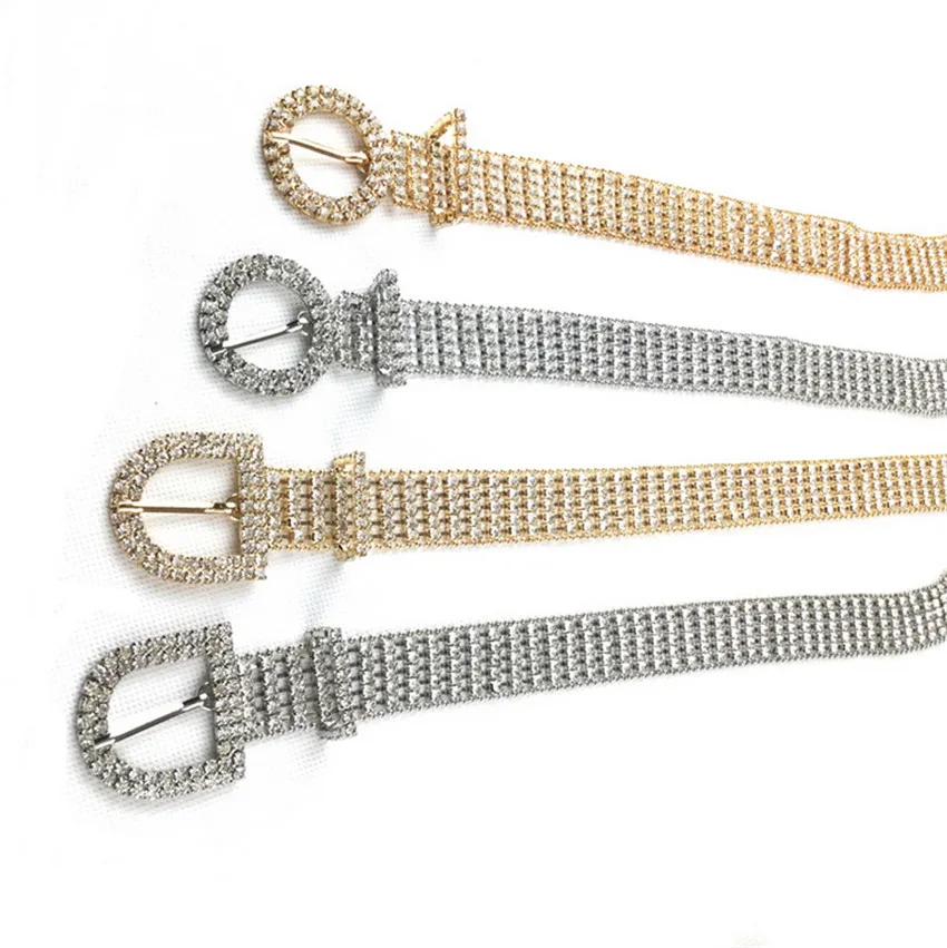 
Wholesale Custom Fashion Metal Waist Chain Bling Bling Rhinestone Belt Luxury 