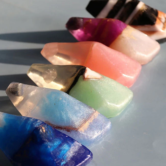 OEM Colorful Stone Shaped Soap Handmade Crystal Gem Glycerin Soap