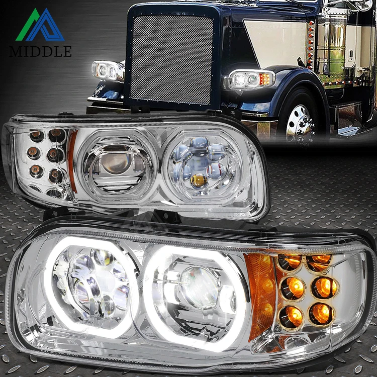 2021 MIDDLE PARTS LED DRL CHROME STYLE HEADLIGHT FOR 2008-2021 PETERBILT 389 388 567